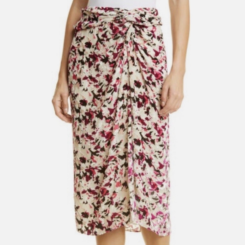 rag & bone Pink and Black Floral Midi Skirt. Size 2